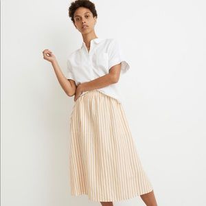 NWT Madewell Smocked-Waist Midi Skirt in Stripe